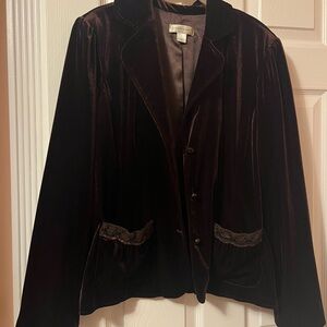 Christopher & Banks Dark Brown Velvet Blazer